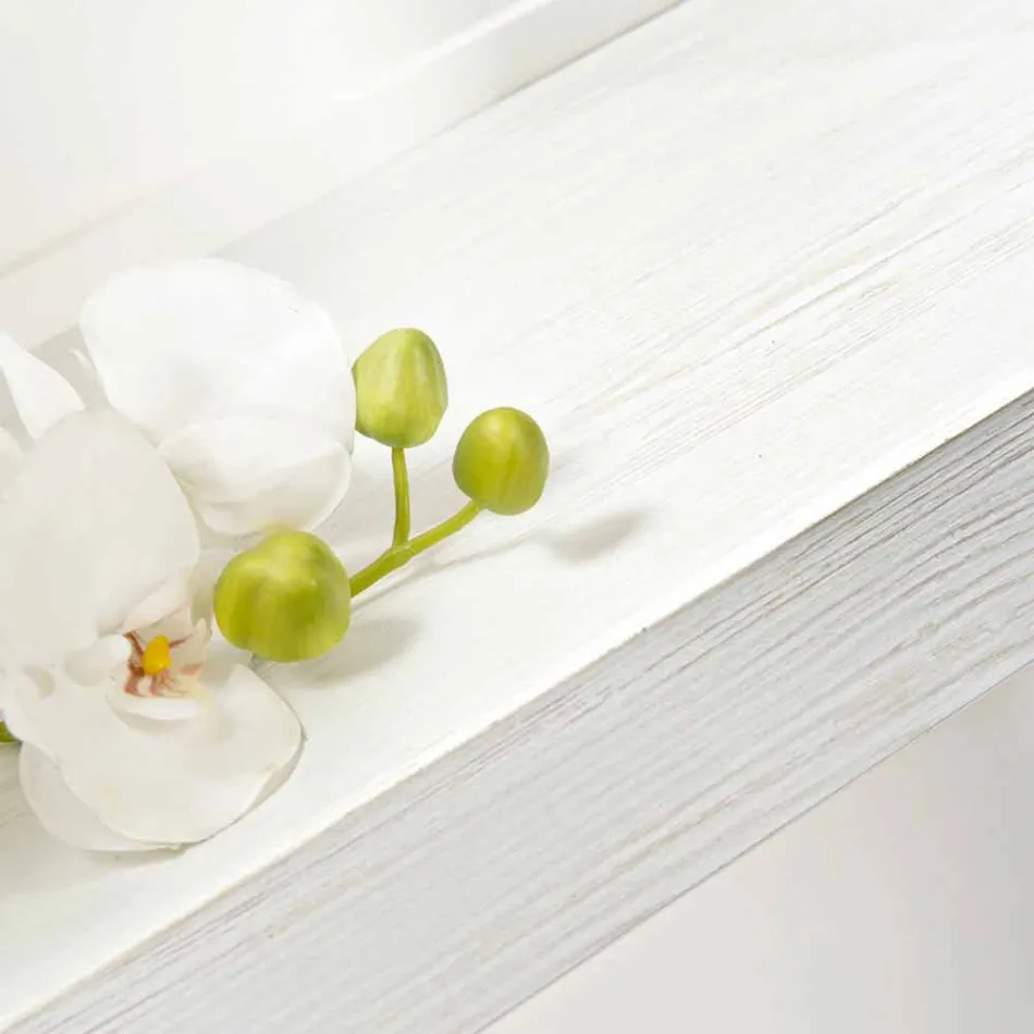 Wandkonsolentisch aus grauweißem Holz oder Corten und Plexiglas - Leopardi Viadurini