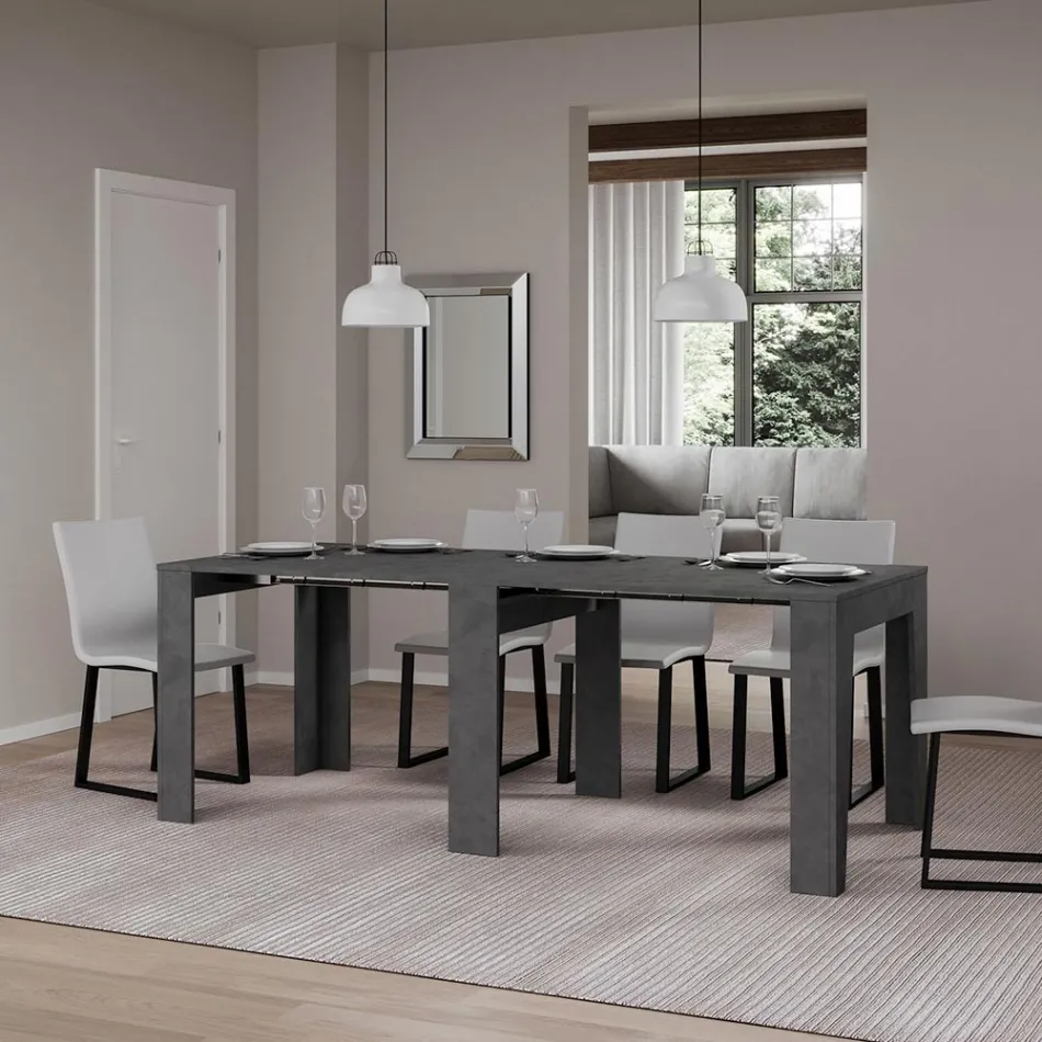 Ausziehbare Konsole auf 181 cm in Melamin Essence Made in Italy – Castello Viadurini