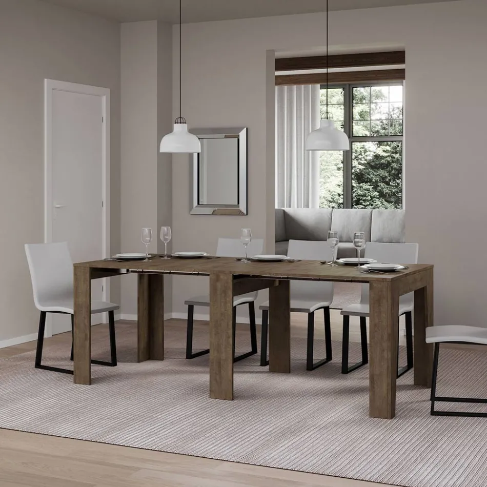 Ausziehbare Konsole auf 181 cm in Melamin Essence Made in Italy – Castello Viadurini