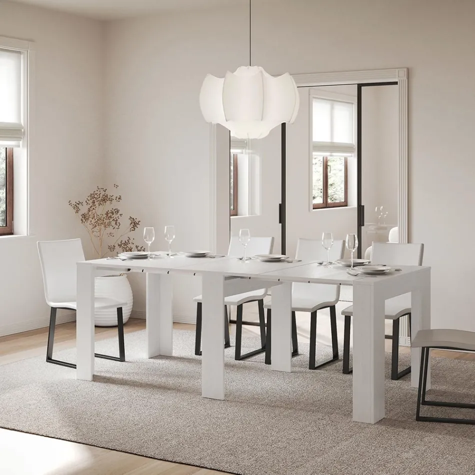 Ausziehbare Konsole auf 181 cm aus Melaminplatten „Made in Italy“ – Drago Viadurini