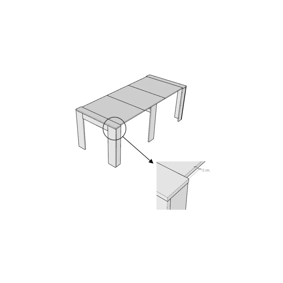 Ausziehbare Konsole auf 211 cm aus Melaminplatten „Made in Italy“ – Principessa Viadurini