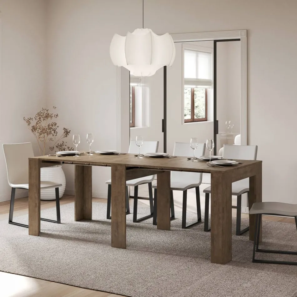 Ausziehbare Konsole auf 211 cm aus Melaminplatten „Made in Italy“ – Principessa Viadurini