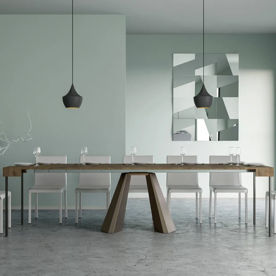 Ausziehbare Konsole auf 300 cm mit Beinen in Bärenoptik, hergestellt in Italien – Destino Viadurini