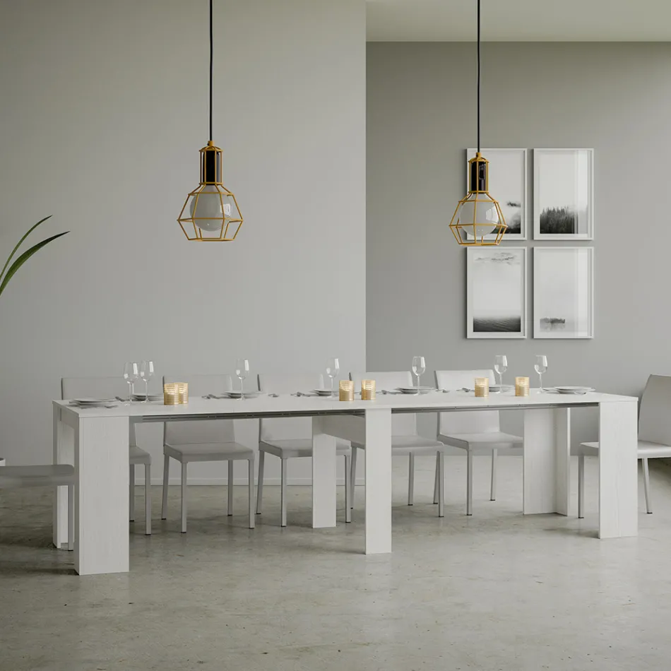 Ausziehbare Konsole auf 308 cm mit zentraler Unterstützung, hergestellt in Italien – Oracle Viadurini