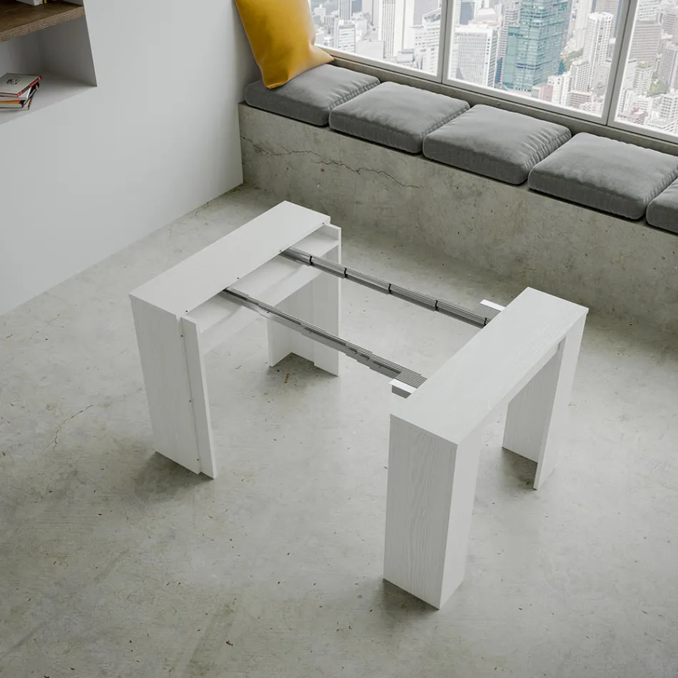 Ausziehbare Konsole auf 308 cm mit zentraler Unterstützung, hergestellt in Italien – Oracle Viadurini