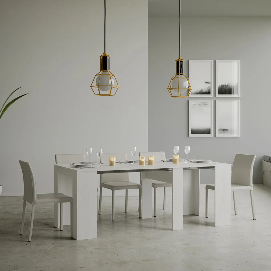 Ausziehbare Konsole auf 308 cm mit zentraler Unterstützung, hergestellt in Italien – Oracle Viadurini