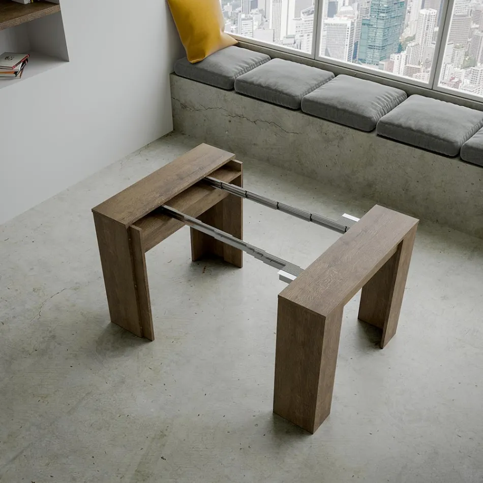 Ausziehbare Konsole auf 308 cm mit zentraler Unterstützung, hergestellt in Italien – Oracle Viadurini