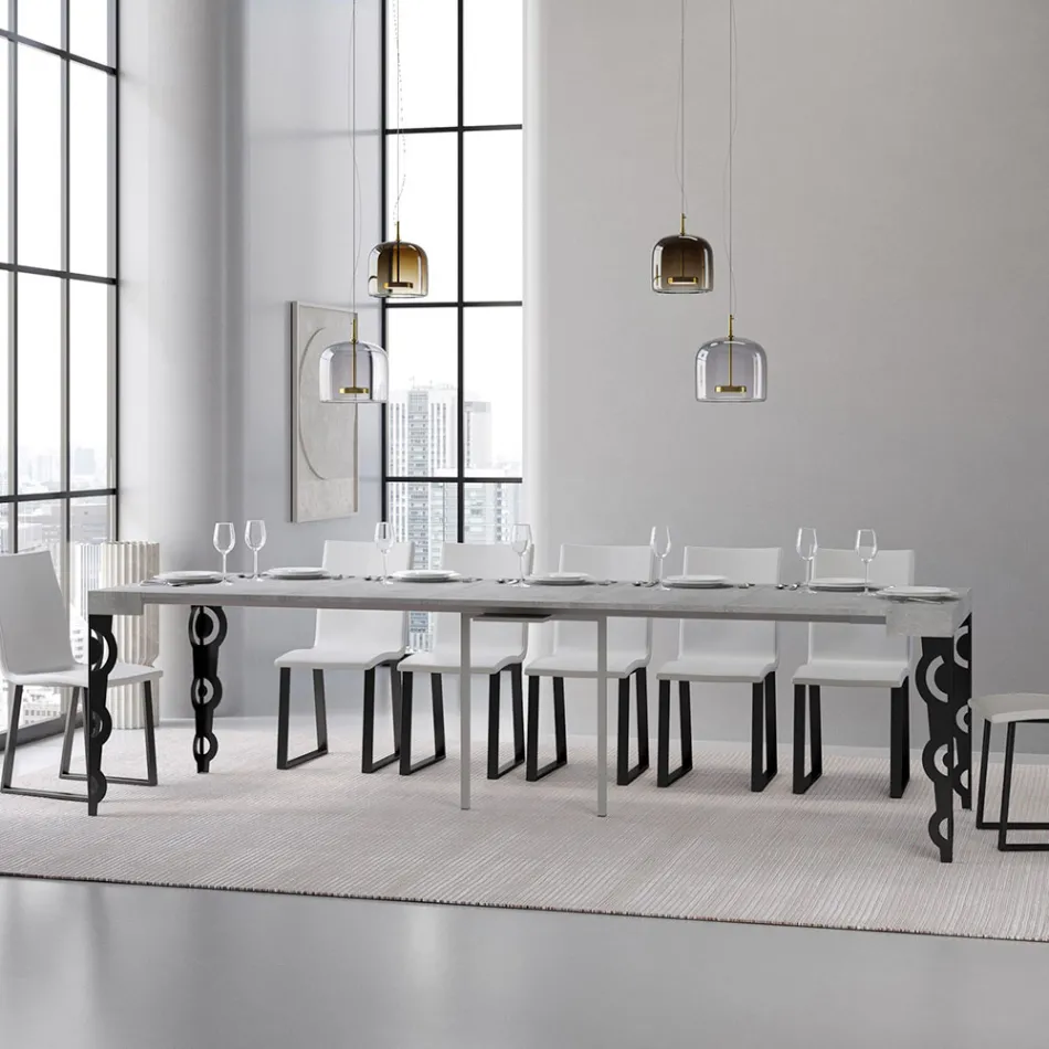 Ausziehbare Konsole mit modernen Eisenbeinen, hergestellt in Italien – Palazzo Viadurini