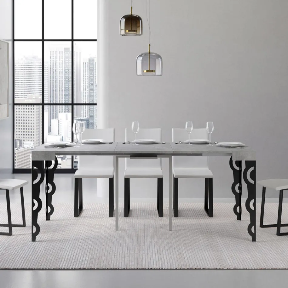 Ausziehbare Konsole mit modernen Eisenbeinen, hergestellt in Italien – Palazzo Viadurini