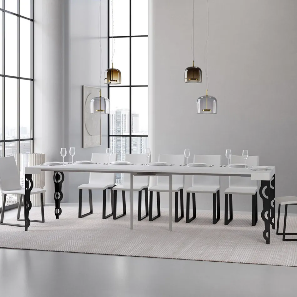 Ausziehbare Konsole mit modernen Eisenbeinen, hergestellt in Italien – Palazzo Viadurini