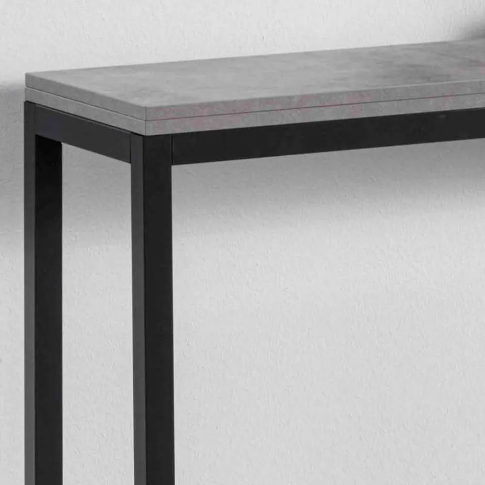 Ausziehbare Konsole mit Melaminplatte und Gestell aus lackiertem Metall - Adino Viadurini