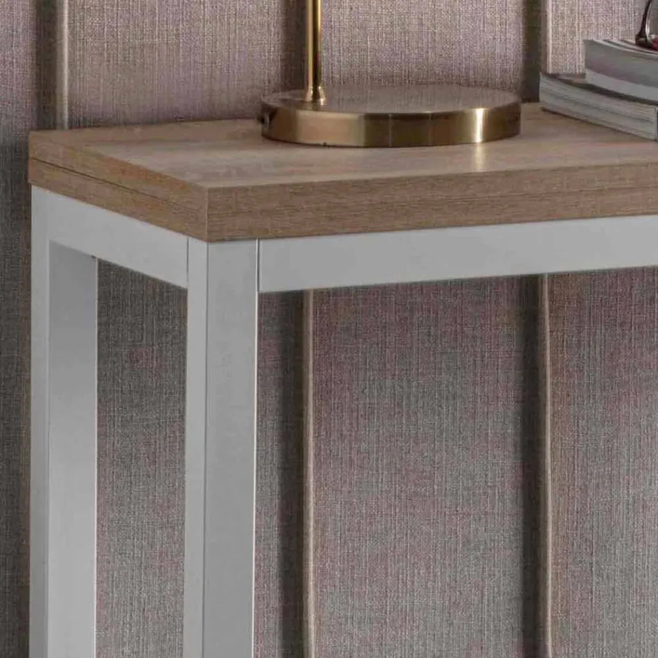 Ausziehbare Konsole mit Melaminplatte und Gestell aus lackiertem Metall - Adino Viadurini