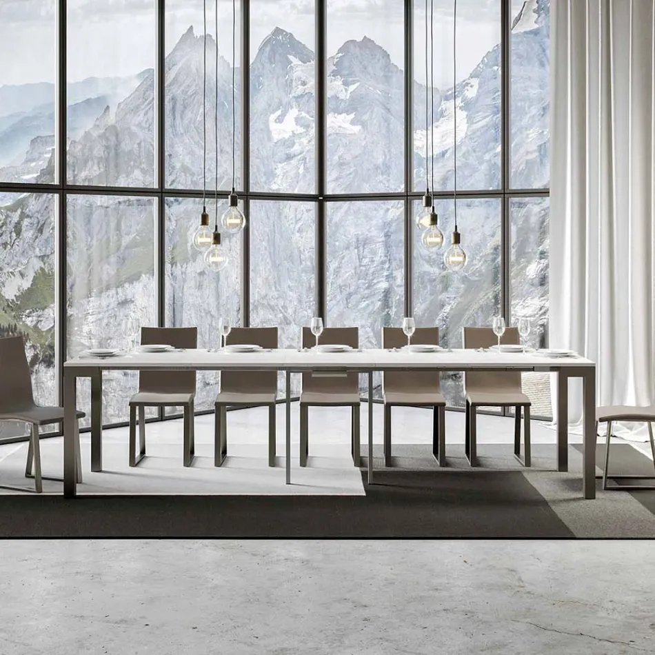 Ausziehbare Konsole mit modernem Design aus Holz und Eisen, hergestellt in Italien – Never Viadurini