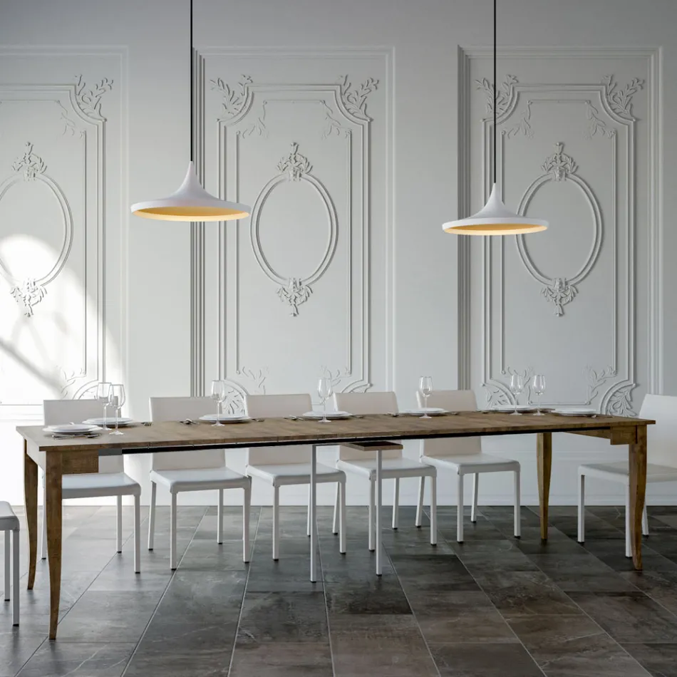 Ausziehbare Konsole mit Nussbaum- oder Weißasche-Finish, hergestellt in Italien – Folletto Viadurini