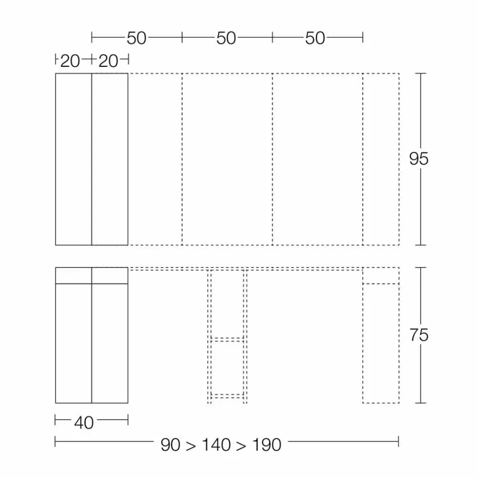 Ausziehbare Konsole Bis zu 290 cm mit Holzplatte Made in Italy - Seregno Viadurini