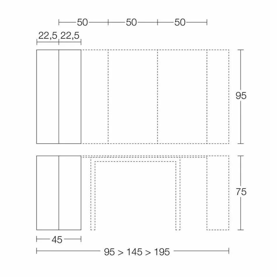 Ausziehbare Konsole Bis zu 295 cm in Made in Italy Design Holz - Temocle Viadurini
