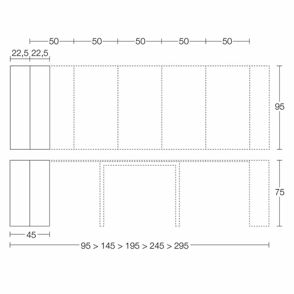 Ausziehbare Konsole Bis zu 295 cm in Made in Italy Design Holz - Temocle Viadurini