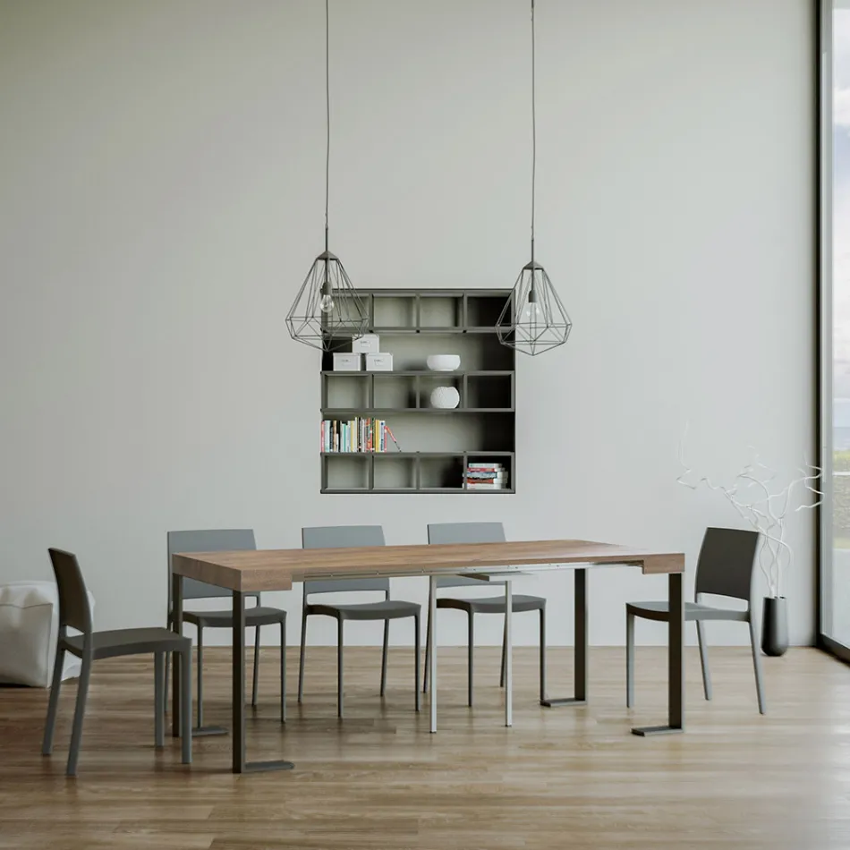 Ausziehbare Konsole bis 300 cm mit anthrazitfarbenem Rahmen, hergestellt in Italien – Giant Viadurini