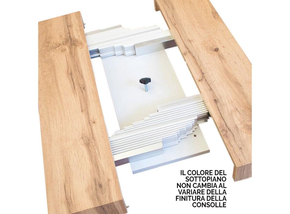 Ausziehbare Konsole bis 300 cm mit weißem Rahmen, hergestellt in Italien – Tesoro Viadurini