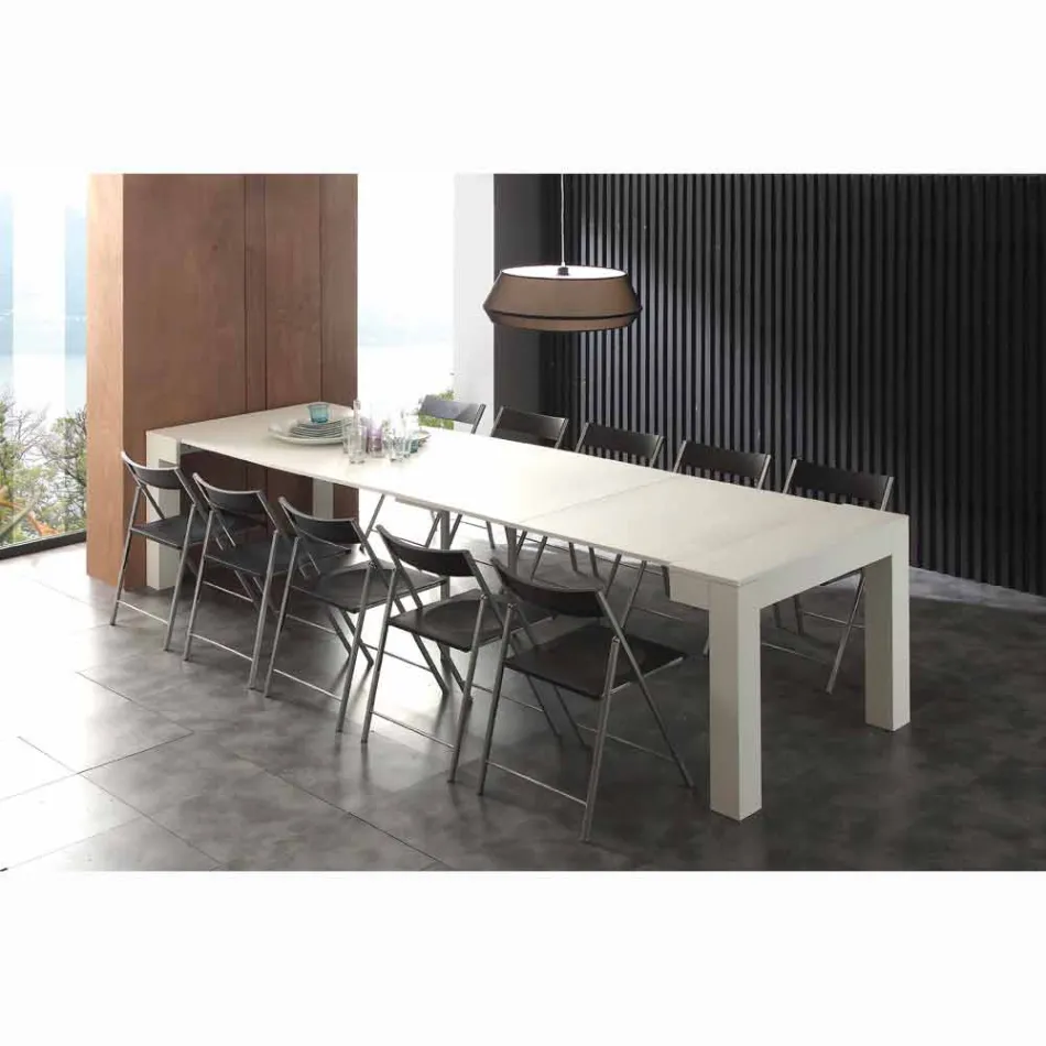 Ausziehbare Konsole Melamin offenporige weiß Faltung Bosa Viadurini