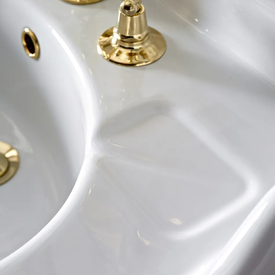 Vintage Keramik-Badezimmerkonsole auf Säule, hergestellt in Italien – Paulina Viadurini