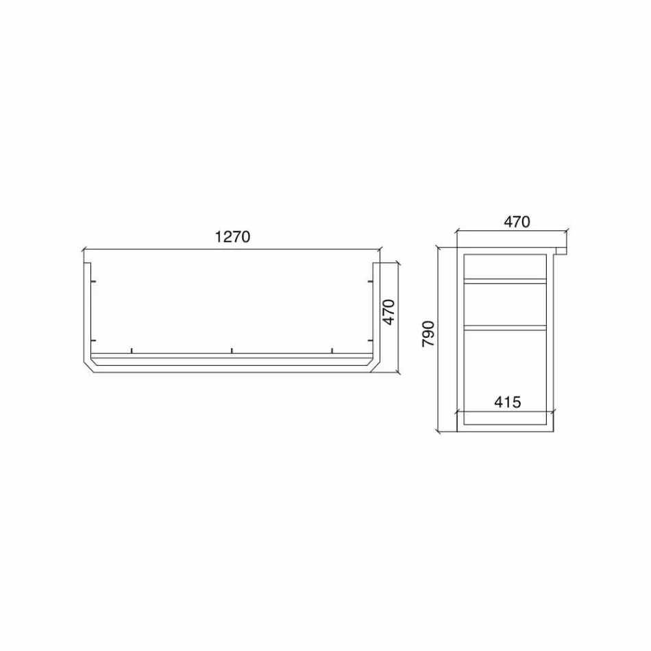 Badezimmerkonsole L 135 cm mit Doppelschale aus Keramik mit Füßen - Nausica Viadurini