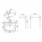 Badezimmerkonsole L69 cm auf den Füßen aus weißer Vintage-Keramik, hergestellt in Italien - Marwa Viadurini