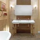 Badezimmerkonsole Vintage L 135 cm mit Doppelschale aus Keramik mit Füßen - Nausica Viadurini