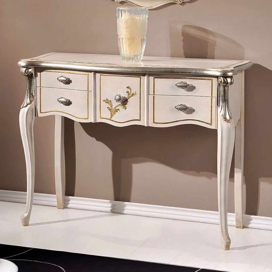 Klassische Holzkonsole 3 oder 5 Luxusschubladen Made in Italy - London Viadurini