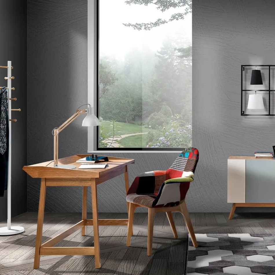 Konsole mit PC-Schreibtisch aus MDF und Holz – Fußball Viadurini