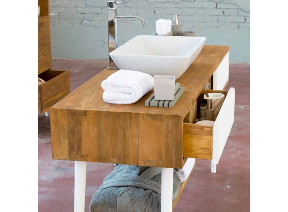 Badezimmertisch im modernen Design aus natürlichem Pistoia-Teakholz