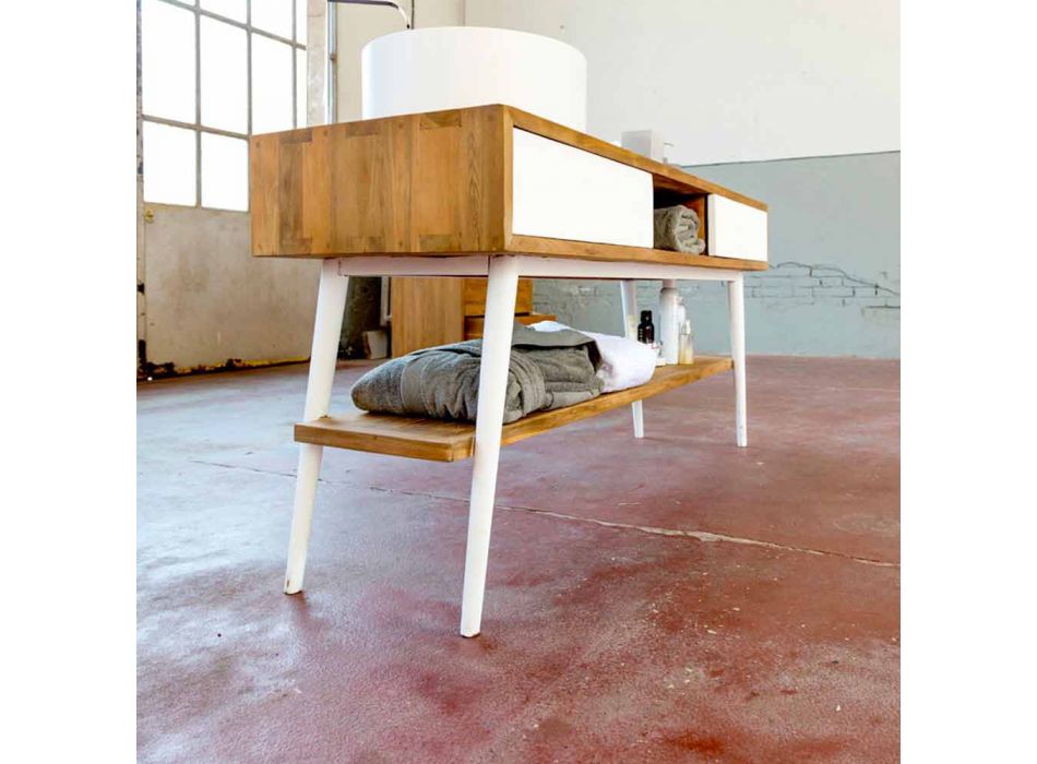 Badezimmertisch im modernen Design aus natürlichem Pistoia-Teakholz Viadurini