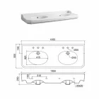 Badezimmerkonsole L 135 cm mit Doppelschale aus Keramik Made in Italy - Nausica Viadurini