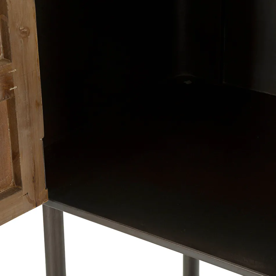 Wohnzimmerkonsole aus Tannenholz und Grauguss mit 2 Türen - Cooper Viadurini