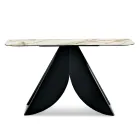 Cristina Konsolentisch aus Metall mit Keramikplatte in Marmoroptik für das Wohnzimmer Viadurini