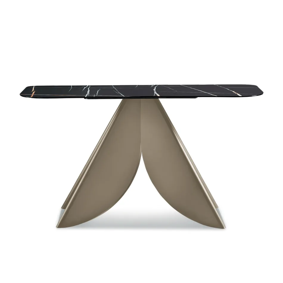 Cristina Konsolentisch aus Metall mit Keramikplatte in Marmoroptik für das Wohnzimmer Viadurini