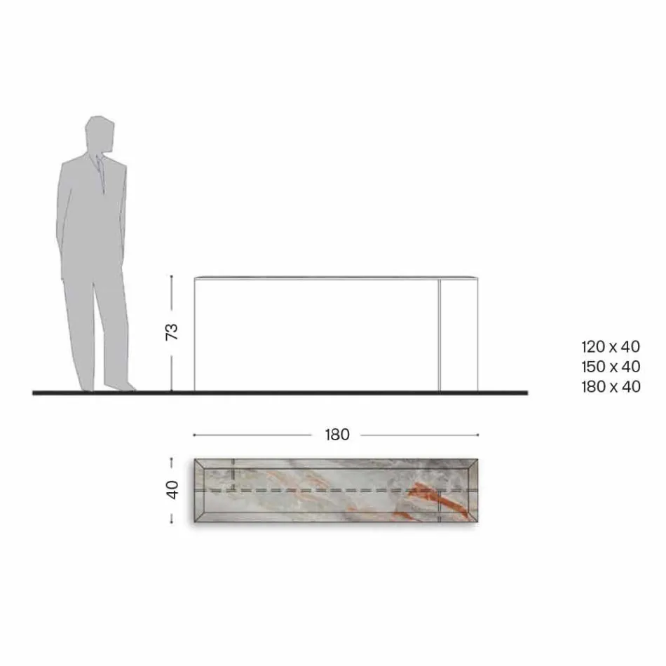 Designkonsole mit Marmorplatte und Glassockel Made in Italy - Molino Viadurini