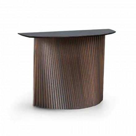 Holz Design Konsole mit Marmor Steinzeug Top Made in Italy - Oxid Viadurini