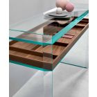 Designkonsole aus extra klarem Glas mit Tablett Made in Italy - Imperativ Viadurini