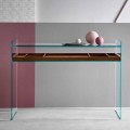 Design Consolle aus extraklarem Glas mit Tablett Made in Italy - Imperativo