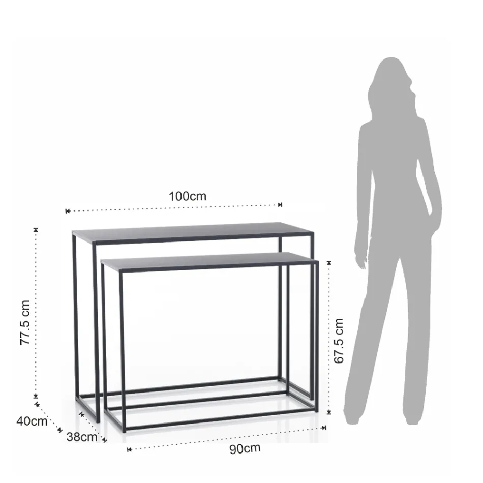 Doppelkonsole aus anthrazitfarbenem Stahl – Osmium Viadurini