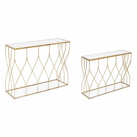 Elegante Konsole aus Stahl und Glas von modernem Design und Glamour 2 Stück - Irene Viadurini