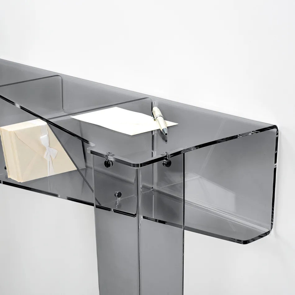 Feste Konsole mit 4 Objektaufbewahrungsfächern aus PMMA, hergestellt in Italien – Aladdin Viadurini