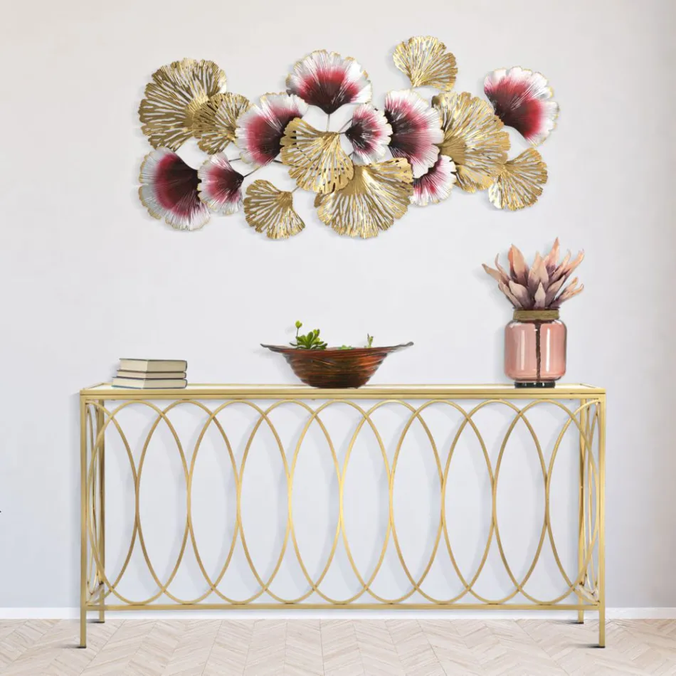 Feste Eingangskonsole aus goldenem Eisen mit Glasplatte - Primula Viadurini