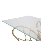 Eisenkonsole in Gold-Finish mit transparenter Glasplatte - Farella Viadurini