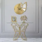 Eisenkonsole in Gold-Finish mit transparenter Glasplatte - Farella Viadurini