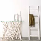 Consolle aus gebleichtem Teakholz und Luxus-Design-Glasplatte - Francesca Viadurini