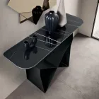 Concordia Konsolentisch aus Metall mit Keramikplatte in Marmoroptik, hergestellt in Italien Viadurini