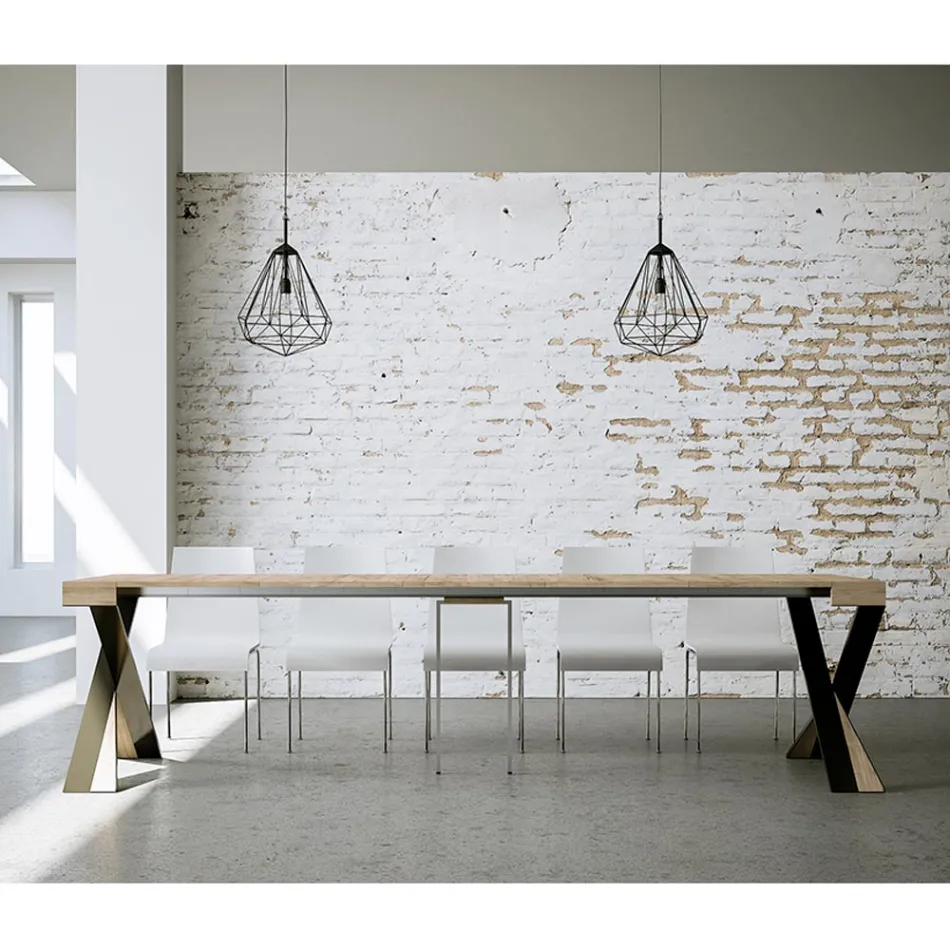 Moderne Konsole, ausziehbar auf 300 cm, mit anthrazitfarbenem Rahmen, hergestellt in Italien – Avventura Viadurini