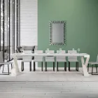 Moderne Konsole, ausziehbar auf 300 cm, mit weißem Rahmen, hergestellt in Italien – Spiegel Viadurini